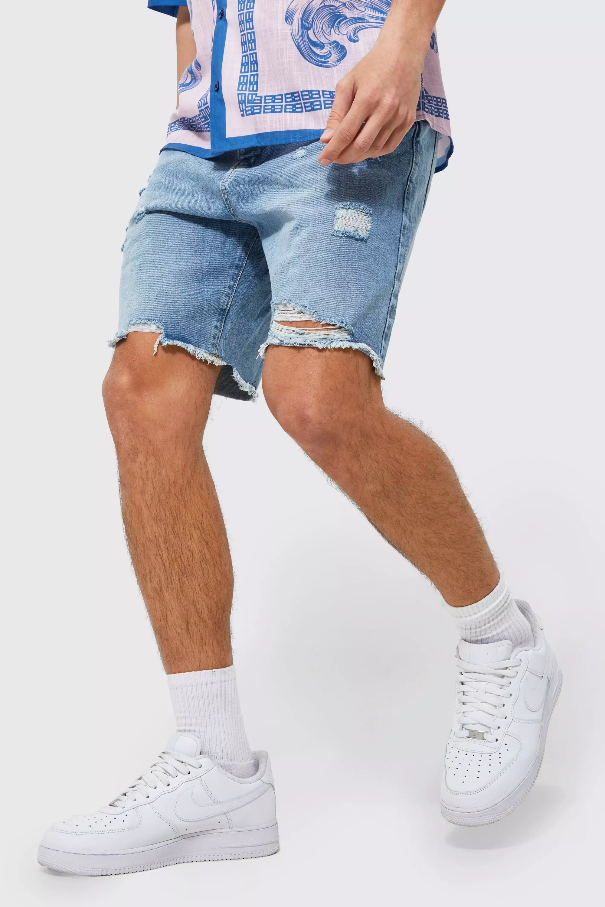 Denim shorts sale ripped mens